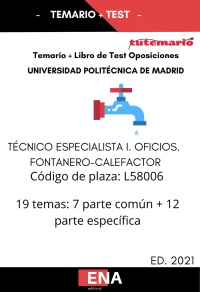 PACK DE TEMARIO Y TEST OPOSICIONES FONTANERÍA UNIVERSIDAD POLITÉCNICA DE MADRID Pack Completo de Estudio (Formato PDF).