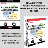 OPOSICIONES UNIVERSIDAD DE GRANADA. Test de las Oposiciones para Auxiliar Administrativo 2023 60 PLAZAS (TEMARIO en PDF y TEST Encuadernado).