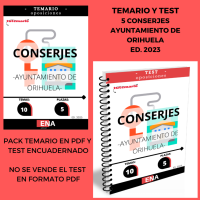 OPOSICIONES AYUNTAMIENTO DE ORIHUELA TEMARIO Y TEST 5 CONSERJES ED. 2023 (Temario en formato PDF y Test en formato Encuadernado).