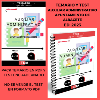 OPOSICIONES AYUNTAMIENTO DE ALBACETE TEMARIO Y TEST AUXILIAR ADMINISTRATIVO (Formato Temario en pdf y Test Encuadernado).