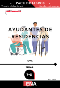 Pack de estudio completo, formado por: LIBRO Temario completo + LIBRO DE TEST, sobre los temas solicitados para el Cuerpo de servicios de Apoyo Socio-Sanitario y Educativo de la Administración de la Generalitat, Escala AYUDANTE DE RESIDENCIAS/SERVICIOS APT-APF-04, publicadas en el Decreto 47/2025, de 25 de marzo, del Consell, de aprobación de la oferta de empleo público de 2025 para la Administración de la Generalitat.