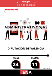 libro-test, con preguntas sobre los 24 temas solicitados para el estudio de la fase de oposición de las 11 plazas convocadas por la Diputación de Valencia