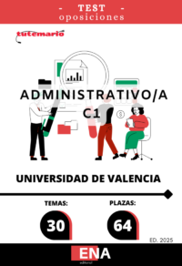 libro-test, con preguntas sobre el contenido de los 15 primeros temas (del 1 al 15) y del resto de los 30 temas solicitados para el estudio de las oposiciones convocadas por la Universidad de Valencia, por Resolución del 11-04-2025, por la que se convoca prueba selectiva de acceso por turno libre para cubrir 64 plazas vacantes del Grupo C, Subgrupo C1, Escala Administrativa de Administración General. Los temas a estudiar y aquí desarrollados son los siguientes: