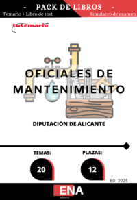 libro con los 20 temas solicitados para el estudio de la fase de oposición de la  CONVOCATORIA Y BASES PROCESO SELECTIVO 12 PLAZAS DE OFICIAL DE MANTENIMIENTO, 11 TURNO LIBRE Y 1 PROMOCIÓN INTERNA (O.E.P. 2022, 2023 Y 2025) y publicado en el Boletín Oficia de Alicante el 07/03/25.
