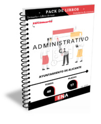 Pack de libro-temario y libro-test, con preguntas (DE CUATRO OPCIONES DE RESPUESTA) sobre los 40 temas solicitados para la cobertura de 17 plazas de Administrativo/a de Administración General, encuadradas en la Escala de Administración General, Subescala Administrativa, Clase Administrativa, Grupo profesional C, Subgrupo C1 de conformidad con lo dispuesto en el artículo 76 del Real Decreto Legislativo 5/2015, de 30 de octubre, por el que se aprueba el Texto Refundido de la Ley del Estatuto Básico del Empleado Público, pertenecientes a la Oferta de Empleo Público del año 2023 y 2024 del Excmo. Ayuntamiento de Alicante.