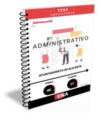 libro-test, con preguntas (DE CUATRO OPCIONES DE RESPUESTA) sobre los 40 temas solicitados para la cobertura de 17 plazas de Administrativo/a de Administración General, encuadradas en la Escala de Administración General, Subescala Administrativa, Clase Administrativa, Grupo profesional C, Subgrupo C1 de conformidad con lo dispuesto en el artículo 76 del Real Decreto Legislativo 5/2015, de 30 de octubre, por el que se aprueba el Texto Refundido de la Ley del Estatuto Básico del Empleado Público, pertenecientes a la Oferta de Empleo Público del año 2023 y 2024 del Excmo. Ayuntamiento de Alicante.