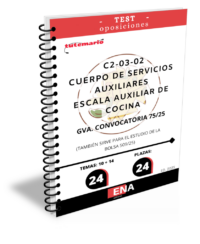 LIBRO DE TEST, con preguntas (DE CUATRO OPCIONES DE RESPUESTA) sobre,, los 24 temas solicitados para el estudio de la fase de oposición convocada por ORDEN 10/2025, de 28 de mayo, de la Conselleria de Justicia y Administración Pública, por la que se convocan pruebas  selectivas de acceso a los cuerpos y escalas del subgrupo C2, cuerpos especiales, turno libre general, personas con discapacidad y enfermedad mental, por el sistema de oposición, para cubrir las plazas previstas en el anexo I del Decreto 47/2025, de 25 de marzo, del Consell, correspondientes a la oferta de empleo público de 2025 para personal de la Administración de la Generalitat.