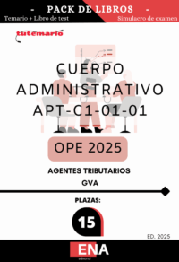 pack de LIBRO TEMARIO y LIBRO DE TEST, con preguntas (DE CUATRO OPCIONES DE RESPUESTA), los 12 + 20 = 32 temas, solicitados para la oposición de las 15 plazas convocadas por la GVA por DECRETO 47/2025 DE 25 DE MARZO, del Consell, de aprobación de la oferta de empleo público de 2025 para la Administración de la Generalitat. ORDEN 22/2025, de 9 de junio, de la Conselleria de Justícia i Administració Pública, por la que se convocan pruebas selectivas de acceso al cuerpo de agentes tributarios de la Generalitat, C1-07, cuerpo especial, convocatoria 66/25, turno libre y personas con discapacidad, por el sistema de oposición, correspondientes a la oferta de empleo público de 2025 para personal de la Administración de la Generalitat.