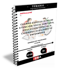 LIBRO TEMARIO sobre los 12+20= 32 temas, solicitados para el estudio de las oposiciones del Cuerpo Especialistas de Atención socio sanitaria Educación Especial y Cuidados Auxiliares de Enfermería, C1-04-03, de la GVA, de las 55 plazas convocadas por  ORDEN 8/2025, de 28 de mayo, de la Conselleria de Justicia y Administración Pública, por la que se convocan pruebas selectivas de acceso a los cuerpos y escalas del subgrupo C1, cuerpos especiales, turno libre general, personas con discapacidad, por el sistema de oposición, para cubrir las plazas previstas en el anexo I del Decreto 47/2025, de 25 de marzo, del Consell, correspondientes a la oferta de empleo público de 2025 para personal de la Administración de la Generalitat