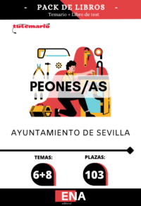Pack de LIBRO TEMARIO y LIBRO DE TEST, con preguntas (DE CUATRO OPCIONES DE RESPUESTA), sobre los 8 + 6= 14 temas, solicitados para el estudio de las oposiciones convocadas por el Ayuntamiento de Sevilla por Resolución de fecha 31 de enero de 2025, donde se aprobaron las bases específicas es regular la realización de las pruebas selectivas para la cobertura de 103 plazas de Peón/a del Ayuntamiento de Sevilla, incluidas en las Ofertas Públicas de Empleo Ordinarias de 2021, 2022 y 2023.