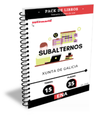 Pack de LIBRO TEMARIO y LIBRO DE TEST, con preguntas (DE CUATRO OPCIONES DE RESPUESTA), sobre los 15 temas solicitados para el estudio de la fase de oposición, de las 35 plazas de Subalterno de la oferta de empleo público de la Xunta de Galicia.