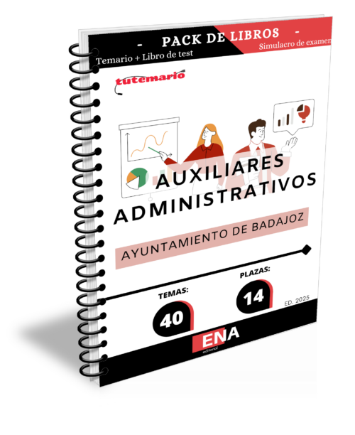 8. Ayuntamiento de Badajoz 14 Auxiliares Administrativos. Pack de TEMARIO y TEST (Encuadernado)