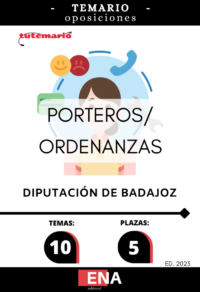 LIBRO TEMARIO, sobre los 10 temas solicitados para el estudio de la fase de oposición, de las 5 plazas de PORTERO-ORDENANZA, convocadas por la DIPUTACIÓN DE BADAJOZ, el 20-05-2025.