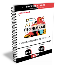 Pack de LIBRO TEMARIO y LIBRO DE TEST, con preguntas (DE CUATRO OPCIONES DE RESPUESTA), sobre los 8 + 6= 14 temas, solicitados para el estudio de las oposiciones convocadas por el Ayuntamiento de Sevilla por Resolución de fecha 31 de enero de 2025, donde se aprobaron las bases específicas es regular la realización de las pruebas selectivas para la cobertura de 103 plazas de Peón/a del Ayuntamiento de Sevilla, incluidas en las Ofertas Públicas de Empleo Ordinarias de 2021, 2022 y 2023.