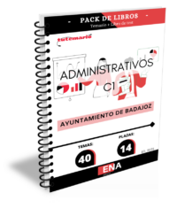 Pack de LIBRO TEMARIO y LIBRO DE TEST, con preguntas (DE CUATRO OPCIONES DE RESPUESTA), sobre los 40 temas solicitados para cubrir, con carácter de personal funcionario de carrera, mediante el sistema de oposición libre, catorce plazas de Administrativo/a, encuadradas en el grupo C, subgrupo C1, de la escala de Administración General, subescala Administrativa, según el Real Decreto Legislativo 5/2015, de 30 de octubre, por el que se aprueba el Texto Refundido de la Ley del Estatuto Básico del Empleado Público, dotadas con los emolumentos correspondientes a dicho grupo de conformidad con la vigente relación de puestos de trabajo.
