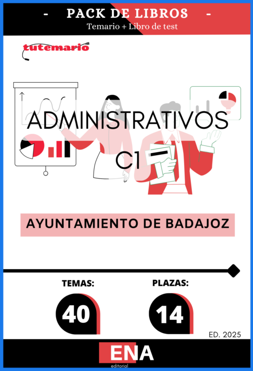 7. Ayuntamiento de Badajoz 14 Administrativos. Pack de TEMARIO y TEST (ONLINE)