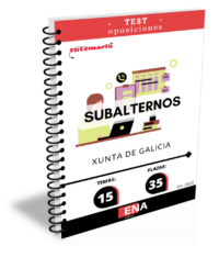 LIBRO DE TEST, donde desarrollamos preguntas tipo test de 4 respuestas alternativas, basadas en los 15 temas solicitados para el estudio de la fase de oposición, de las 35 plazas de Subalterno de la oferta de empleo público de la Xunta de Galicia.