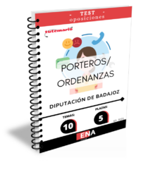 LIBRO DE TEST, donde desarrollamos preguntas tipo test de 4 respuestas alternativas, basadas en los 10 temas solicitados para el estudio de la fase de oposición, de las 5 plazas de PORTERO-ORDENANZA, convocadas por la DIPUTACIÓN DE BADAJOZ, el 20-05-2025.