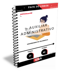 Pack de LIBRO TEMARIO y LIBRO DE TEST, con preguntas (DE CUATRO OPCIONES DE RESPUESTA), sobre los 17 temas solicitados para el estudio de la fase de oposición de las 63 plazas de Auxiliares Administrativos, convocadas por la Universidad de Salamanca, y publicado en el BOE el 08/07/2025: