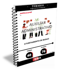 LIBRO TEMARIO sobre los 40 temas solicitados para cubrir el proceso selectivo que se convoca por el sistema de acceso libre, mediante concurso-oposición, para la provisión en propiedad de 76 plazas de administrativa/o, pertenecientes al Grupo de Clasificación Profesional C, Subgrupo C-1, 30 de ellas con perfil lingüístico 2 de euskera preceptivo, integradas en la escala de administración general, subescala administrativa, dotadas con las retribuciones correspondientes al Sub- grupo C1, correspondientes a las ofertas de empleo público de los años 2019, 2020, 2021, 2022, 2023, 2024 y 2025.