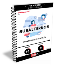 LIBRO TEMARIO, los 10 temas solicitados para el estudio de la fase de oposición de las 9 plazas de Subalternos convocadas por el Ayuntamiento de Avilés, y convocadas: Con fecha 20 de junio de 2024 se ha dictado por la Alcaldía la Resolución n.º 4713/2024, en la que se dispone aprobar las bases y convocar el proceso selectivo para la selección por el turno libre de nueve plazas (tres reservadas al turno de discapacidad general) pertenecientes a la escala de Administración General, subescala subalterno, correspondientes al Grupo/subgrupo AP de los establecidos en el artículo 76 del Real decreto legislativo 5/2015, de 30 de octubre, por el que se aprueba el texto refundido de la ley del estatuto Básico del empleado Público.