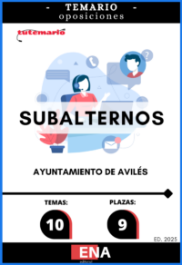 LIBRO TEMARIO, los 10 temas solicitados para el estudio de la fase de oposición de las 9 plazas de Subalternos convocadas por el Ayuntamiento de Avilés, y convocadas: Con fecha 20 de junio de 2024 se ha dictado por la Alcaldía la Resolución n.º 4713/2024, en la que se dispone aprobar las bases y convocar el proceso selectivo para la selección por el turno libre de nueve plazas (tres reservadas al turno de discapacidad general) pertenecientes a la escala de Administración General, subescala subalterno, correspondientes al Grupo/subgrupo AP de los establecidos en el artículo 76 del Real decreto legislativo 5/2015, de 30 de octubre, por el que se aprueba el texto refundido de la ley del estatuto Básico del empleado Público.
