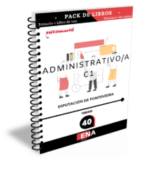 Pack de LIBRO TEMARIO y LIBRO DE TEST, con preguntas (DE CUATRO OPCIONES DE RESPUESTA), sobre los 40 temas solicitados para el estudio de la fase de oposición de plazas de Administrativo General de Administración, encuadradas en la escala de Administración General, subescala administrativa, integradas en el grupo C1 de la Diputación de Pontevedra.