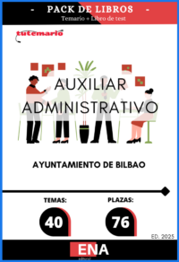 Pack de LIBRO TEMARIO y LIBRO DE TEST, con preguntas (DE CUATRO OPCIONES DE RESPUESTA), sobre los 40 temas solicitados para cubrir el proceso selectivo que se convoca por el sistema de acceso libre, mediante concurso-oposición, para la provisión en propiedad de 76 plazas de administrativa/o, pertenecientes al Grupo de Clasificación Profesional C, Subgrupo C-1, 30 de ellas con perfil lingüístico 2 de euskera preceptivo, integradas en la escala de administración general, subescala administrativa, dotadas con las retribuciones correspondientes al Sub- grupo C1, correspondientes a las ofertas de empleo público de los años 2019, 2020, 2021, 2022, 2023, 2024 y 2025.