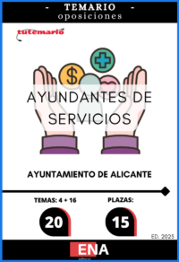 LIBRO TEMARIO, sobre los 16 temas solicitados para el estudio de la fase de oposición de las quince (15) plazas de Ayudante de Servicios Varios, encuadrada en la Escala de Administración Especial Subescala Servicios Especiales, Grupo profesional C Subgrupo C2, convocadas por el Ayuntamiento de Alicante.