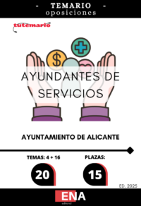 LIBRO TEMARIO, sobre los 16 temas solicitados para el estudio de la fase de oposición de las quince (15) plazas de Ayudante de Servicios Varios, encuadrada en la Escala de Administración Especial Subescala Servicios Especiales, Grupo profesional C Subgrupo C2, convocadas por el Ayuntamiento de Alicante.