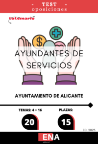 LIBRO DE TEST, donde desarrollamos preguntas tipo test de 4 respuestas alternativas, basadas en los 16 temas solicitados para el estudio de la fase de oposición de las quince (15) plazas de Ayudante de Servicios Varios, encuadrada en la Escala de Administración Especial Subescala Servicios Especiales, Grupo profesional C Subgrupo C2, convocadas por el Ayuntamiento de Alicante.