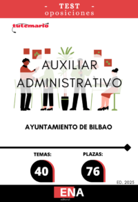 LIBRO TEST donde desarrollamos preguntas tipo test de 4 respuestas alternativas, basadas en los 40 temas solicitados para cubrir el proceso selectivo que se convoca por el sistema de acceso libre, mediante concurso-oposición, para la provisión en propiedad de 76 plazas de administrativa/o, pertenecientes al Grupo de Clasificación Profesional C, Subgrupo C-1, 30 de ellas con perfil lingüístico 2 de euskera preceptivo, integradas en la escala de administración general, subescala administrativa, dotadas con las retribuciones correspondientes al Sub- grupo C1, correspondientes a las ofertas de empleo público de los años 2019, 2020, 2021, 2022, 2023, 2024 y 2025.