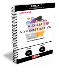 LIBRO TEMARIO sobre los 20 temas solicitados para el estudio de la fase de oposición  de la convocatoria publicada en el BOPA por acuerdo de la Junta de Gobierno adoptado en sesión ordinaria celebrada el día 18 de junio de 2025, y en uso de las facultades delegadas a esta Junta de Gobierno por Resolución del Ilmo. Sr. Presidente número 3.402, de fecha 4 de agosto de 2023 (BOP de Alicante núm. 155, de fecha 11 de agosto de 2023), donde se aprueba la convocatoria del proceso selectivo para cubrir 33 plazas de Auxiliar de Administración General, treinta y dos reservadas al turno libre mediante el procedimiento de oposición, y una al turno de promoción interna mediante el procedimiento de concurso-oposición, y creación de bolsa de trabajo. Estas plazas están incluidas en la Escala de Administración General, Subescala Auxiliar, dotadas con los emolumentos correspondientes al Subgrupo de clasificación “C2”, del artículo 76 del Real Decreto Legislativo 5/2015, de 30 de octubre, por el que se aprueba el Texto Refundido de la Ley del Estatuto Básico del Empleado Público (TREBEP), y demás que correspondan de conformidad con la normativa vigente.