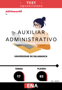 LIBRO DE TEST, donde desarrollamos preguntas tipo test de 4 respuestas alternativas, basadas en los 17 temas solicitados para el estudio de la fase de oposición de las 63 plazas de Auxiliares Administrativos, convocadas por la Universidad de Salamanca, y publicado en el BOE el 08/07/2025: