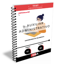 LIBRO DE TEST, donde desarrollamos preguntas tipo test de 4 respuestas alternativas, basadas en los 17 temas solicitados para el estudio de la fase de oposición de las 63 plazas de Auxiliares Administrativos, convocadas por la Universidad de Salamanca, y publicado en el BOE el 08/07/2025: