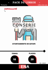 Pack de LIBRO TEMARIO y LIBRO DE TEST, con preguntas (DE TRES OPCIONES DE RESPUESTA), sobre los 10 temas solicitados para el estudio de la fase de oposición, de las 20 plazas de Subalternos, convocadas por el Ayuntamiento de Getafe, el 7 de mayo de 2025.