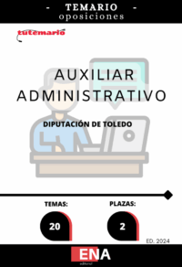 LIBRO TEMARIO, sobre los 20 temas solicitados para la primera fase de oposición de las 2 plazas convocadas por la Diputación de Toledo de Auxiliares Administrativos C2, publicado en el Boletín Oficial de Toledo nº 147 del 2 de Agosto del 2024 y en el BOE el 22-08-2024.