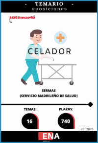 LIBRO TEMARIO sobre los 16 temas solicitados para el estudio de la fase de oposición, de las 740 plazas de Celadores, Grupo E, convocadas por Resolución del 23 de junio de 2025, de la Dirección General de Recursos Humanos y Relaciones Laborales del Servicio Madrileño de Salud, por la que se convocan pruebas selectivas por el turno libre para el acceso a la condición de personal estatutario fijo en las categorías del Grupo E del Servicio Madrileño de Salud.