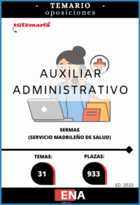 LIBRO TEMARIO, sobre los 31 temas solicitados para el estudio de la fase de oposición, de las 933 plazas convocadas por el Servicio Madrileño de Salud, por resolución de 23 de junio de 2025, de la Dirección General de Recursos Humanos y Relaciones Laborales del Servicio Madrileño de Salud, por la que se convocan pruebas selectivas por el turno libre para el acceso a la condición de personal estatutario fijo en la categoría de Grupo Auxiliar Administrativo de Función Administrativa, Grupo C, Subgrupo C2, del Servicio Madrileño de Salud.