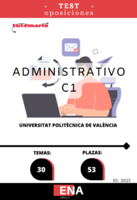LIBRO TEST, donde desarrollamos preguntas tipo test de 4 respuestas alternativas, basadas en los 30 temas solicitados para el estudio de la fase de oposición de la convocatoria de  UPV, la cual tiene por objeto la selección de personal, mediante el sistema de concurso-oposición por los turnos libre y de promoción interna, para cubrir cincuenta y tres (53) vacantes del grupo C, subgrupo C1, sector de Administración General, Administrativo en la Universitat Politècnica de València. Publicado en el BOE el 24/07/2025.