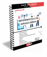 Pack de LIBRO TEMARIO y LIBRO DE TEST, con preguntas (DE CUATRO OPCIONES DE RESPUESTA), sobre los conocimientos basicos de informática y Misrosoft que se solicitan en la mayoria de oposiciones.