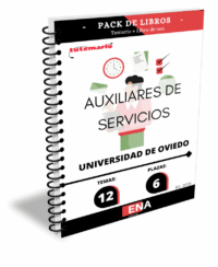 Pack de LIBRO TEMARIO y LIBRO DE TEST, con preguntas (DE CUATRO OPCIONES DE RESPUESTA), sobre los 12 temas solicitados para la fase de oposición, de las 6 plazas convocadas por la Universidad de Oviedo: Resolución de 4 DE AGOSTO de 2025, del Rector de la universidad de Oviedo, por la que se convoca concurso-oposición libre para la provisión de 12 plazas con la categoría de Auxiliar de servicios, Grupo IV.