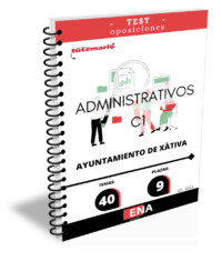 LIBRO TEST, con preguntas (DE CUATRO OPCIONES DE RESPUESTA), sobre los 40 temas solicitados para el estudio de las oposiciones de las 9 plazas de Administrativo C1 de la oferta de empleo público según resolución de Alcaldía 2025-1747 de fecha 2 de septiembre publicada en el BOP València nº 175 del 12 de septiembre de 2025 por el Ayuntamiento de Xàtiva.