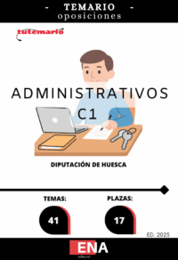 LIBRO TEMARIO, sobre los 41 temas solicitados para el estudio de la fase de oposición para las 17 plazas convocadas por la Diputación de Huesca, de conformidad con la Oferta de Empleo Público del año 2024, aprobada por Decreto núm. 3807, de 13 de noviembre de 2024 y la Oferta de Empleo Público de 2025, aprobada por Decreto núm. 1244, de 21 de marzo de 2025, es objeto de la presente convocatoria, que se publicará en el portal web de la Diputación Provincial de Huesca (www.dphuesca.es/convocatoriaempleo) y en el Boletín Oficial de la Provincia, la provisión, mediante oposición, de diecisiete plazas de Administrativo, encuadradas en la Escala de Administración General, Subescala Administrativa, Grupo C, Subgrupo C1.