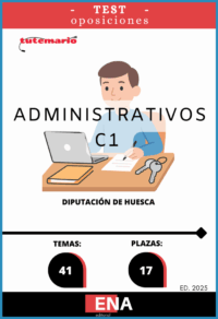 LIBRO TEST, con preguntas (DE CUATRO OPCIONES DE RESPUESTA), sobre los 41 temas solicitados para el estudio de la fase de oposición para las 17 plazas convocadas por la Diputación de Huesca, de conformidad con la Oferta de Empleo Público del año 2024, aprobada por Decreto núm. 3807, de 13 de noviembre de 2024 y la Oferta de Empleo Público de 2025, aprobada por Decreto núm. 1244, de 21 de marzo de 2025, es objeto de la presente convocatoria, que se publicará en el portal web de la Diputación Provincial de Huesca (www.dphuesca.es/convocatoriaempleo) y en el Boletín Oficial de la Provincia, la provisión, mediante oposición, de diecisiete plazas de Administrativo, encuadradas en la Escala de Administración General, Subescala Administrativa, Grupo C, Subgrupo C1.