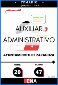 LIBRO TEMARIO, sobre los 20 temas solicitados para el estudio de la fase de oposición de las 47 plazas de Auxiliar Administrativo C2. En cumplimiento de lo dispuesto en el Acuerdo del Gobierno de Zaragoza de 15 de diciembre de 2022, de aprobación de la oferta de empleo público del Ayuntamiento de Zaragoza del año 2022; Acuerdo del Gobierno de Zaragoza de 11. mayo de 2023, de aprobación de la oferta de empleo público del Ayuntamiento de Zaragoza del año 2023; Acuerdo del Gobierno de Zaragoza de 13 de junio de 2024, de aprobación de la oferta de empleo público del Ayuntamiento de Zaragoza del año 2024, y Acuerdo del Gobierno de Zaragoza de 23 de mayo de 2025, de aprobación de la oferta de empleo público del Ayuntamiento de Zaragoza del año 2025, y con el fin de atender las necesidades de personal de esta Administración Pública, así como en uso de las atribuciones conferidas mediante decreto de la Alcaldía de 21 de junio de 2023; Acuerdo del Gobierno de Zaragoza de 17 de febrero de 2009, de delegación de atribuciones, y decreto de la Alcaldía de 19 de enero de 2009, de delegación de atribuciones, resuelvo convocar procesos selectivos para la provisión de plazas integradas en el grupo/subgrupo de clasificación profesional C2 de la plantilla de personal funcionario, mediante ingreso por el turno libre ordinario y los turnos libres de reserva, y el sistema selectivo de oposición.
