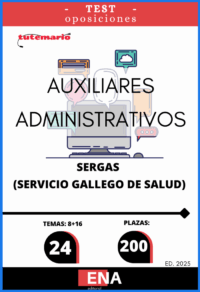 LIBRO TEST, con preguntas (DE CUATRO OPCIONES DE RESPUESTA) sobre los 24 temas solicitados para el estudio de la fase de oposición de las 200 plazas de AUXILIARES ADMINISTRATIVOS, convocadas por el SERGAS, POR RESOLUCIÓN de 21 de agosto de 2025, de la Dirección General de Recursos Humanos, por la que se convoca concurso-oposición para el ingreso en las categorías de grupo auxiliar de la función administrativa, personal de servicios generales y celador/a