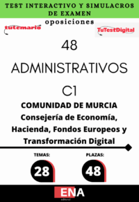 TEST INTERACTIVO, con preguntas (DE CUATRO OPCIONES DE RESPUESTA), sobre los 28 temas solicitados para el estudio de la fase de oposición de las 48 plazas de Administrativos C1, convocadas por la Consejería de Economía, Hacienda, Fondos Europeos y Transformación Digital, por Orden de 19 de septiembre de 2025 de la Consejería de Economía, Hacienda, Fondos Europeos y Transformación Digital, por la que se convocan pruebas selectivas de acceso libre para cubrir 48 plazas del Cuerpo Administrativo de la Administración Pública Regional. (Código CGX00L24-8).