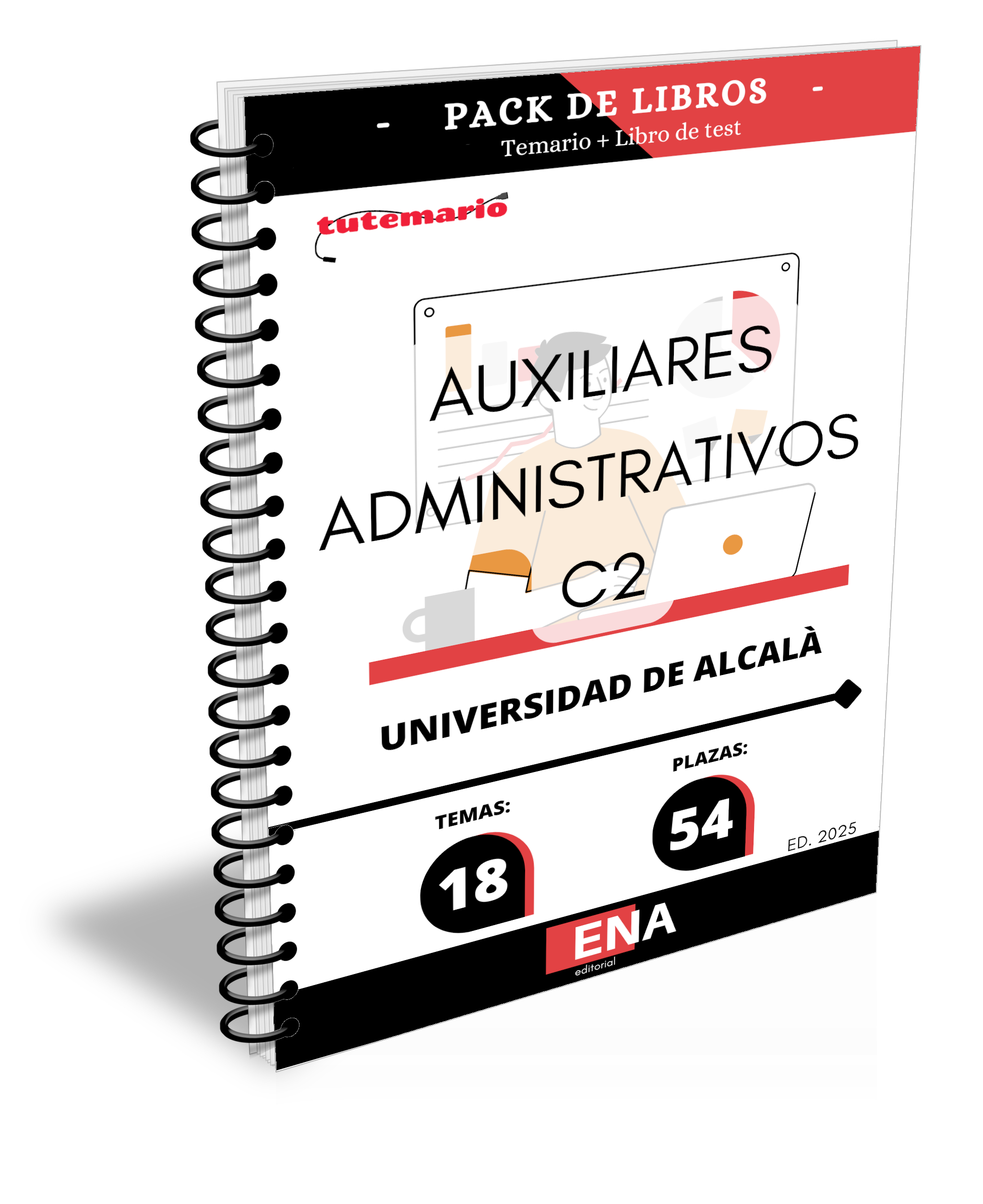 8. TEMARIO y TEST. 54 Auxiliar Administrativo Universidad Alcalá PACK Encuadernado