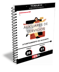 LIBRO TEMARIO, sobre los 20 temas solicitados para el estudio de la fase de oposición, de las 17 plazas de Auxiliar de Servicios Generales, encuadrada en la Escala de Administración General, Subescala Servicios Especiales, Grupo profesional C Subgrupo C2, publicadas por resolución del Ayuntamiento de Alicante.